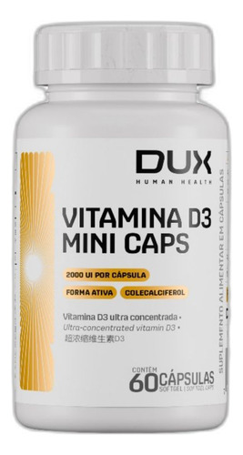 Kit 3x Vitamina D3 Colecalciferol 2000 Ui 60 Caps - Dux Sabor Sem Sabor