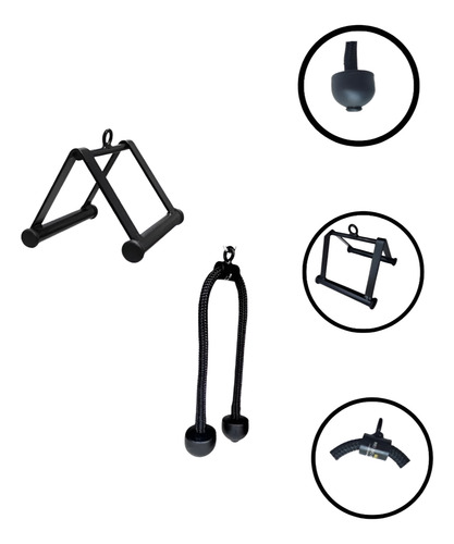 Kit: Puxador Corda + Puxador Triângulo Rei Do Fitness