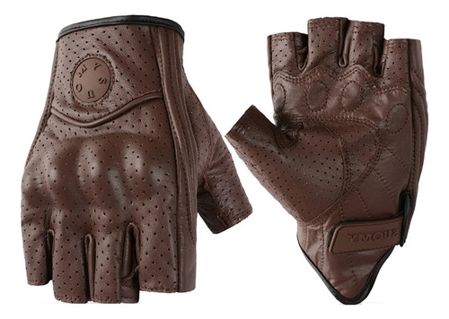 Guantes Sin Dedos Motociclista Cuero Hombre Moto Gloves