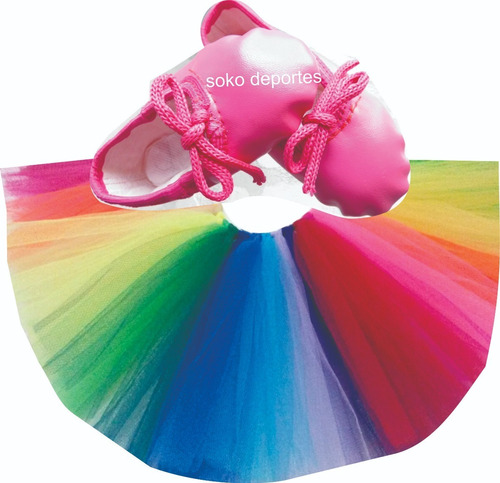 Malla + Tutu + Zapatillas Media Punta Badanas Danza Soko
