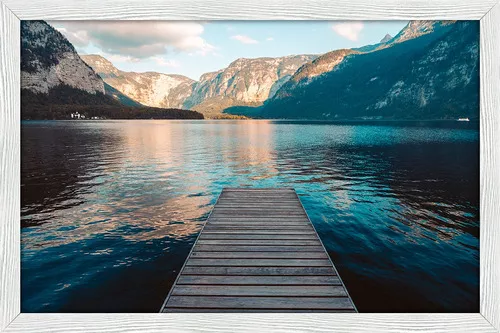 Marco decorativo de paisaje, 60x40, marco virtual paradisíaco, color Img01,  color del marco: blanco