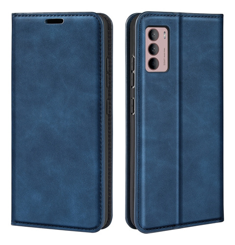 Funda De Piel Con Succión Magnética Azul Oscuro Para Motorol