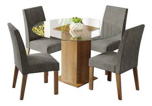 Juego De Comedor Mile Con 4 Sillas Mesa De Vidrio - Balton 