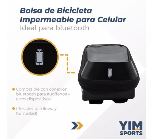Bolsa De Bicicleta Impermeable Para Celular Pantalla Táctil Color Negro