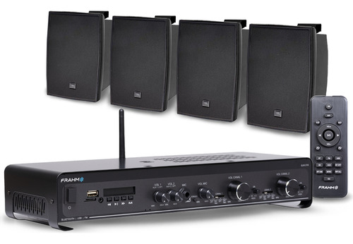Kit Som Ambiente Frahm Slim 2700 + 6 Caixas Jbl P/ Academias Cor Preto Potência De Saída Rms 160 W 127v / 220v