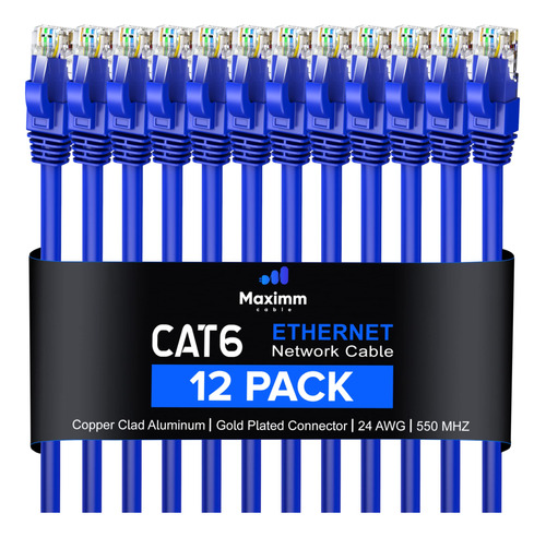 Maximm Cable Ethernet Cat 6 De 10 Pies, (paquete De 12) Cabl