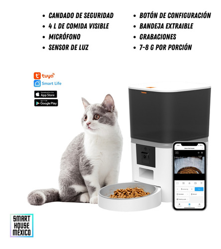 Comedero Inteligente Para Mascotas Smart House Camara, Audio