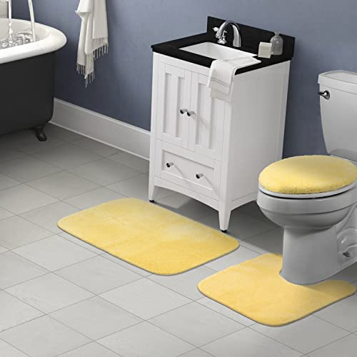 Juego De 3 Alfombras De Baño Lavables Color Amarillo