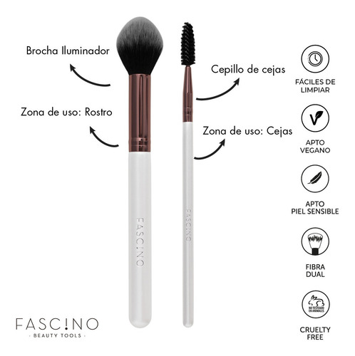 Imagen 6 de 12 de Set 18 Brochas Y Pinceles De Maquillaje Crueltyfree Fascino