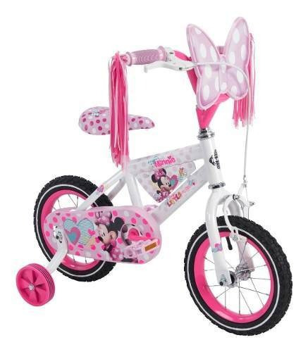 Bicicleta infantil infantil Huffy Disney Minnie R12 1v freno contrapedal color rosa con ruedas de entrenamiento
