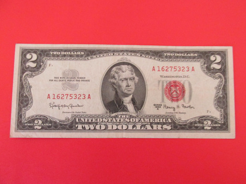 Antiguo Billete 2 Dolares Estados Unidos Año 1963 Escaso
