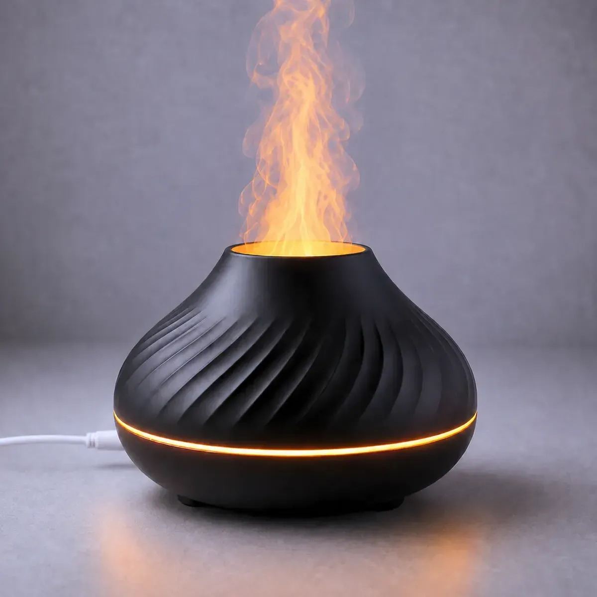 Humidificador Volcán Aromatizador Eléctrico Efecto Volcán Negro