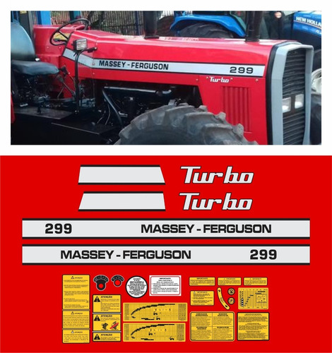 Kit Adesivo Trator Massey Ferguson Mf 299 Mf299 Turbo Mk Cor PADRÃO