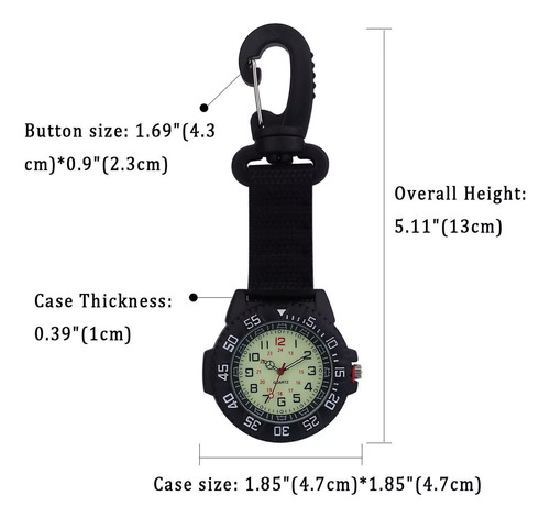 Reloj Con Mosquetón Luminous Compass Para Exteriores, Correa