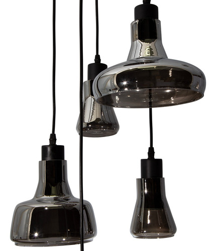 Lumimexico H9267-1 Lámpara Colgante Madera Ahumado Negro Gu10 11w 5 Luces