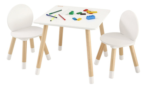 Set Mesa Infantil Niños Y 2 Sillas Blanca 