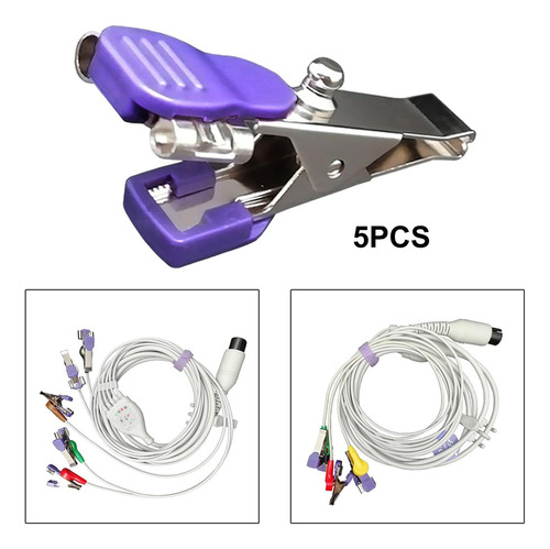 5x Pets Ecg Alligator Clip Cables De Prueba Eléctricos Clip