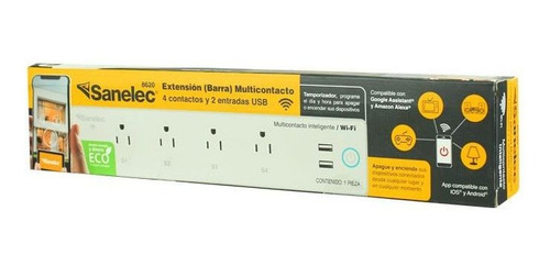 Sanelec (8620) Multicontacto Inteligente 4 Contactos Y 2 Usb