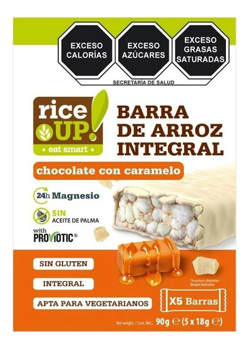 3 Pza Barra De Arroz Integral Rice Up! Eat Smart Chocolate C