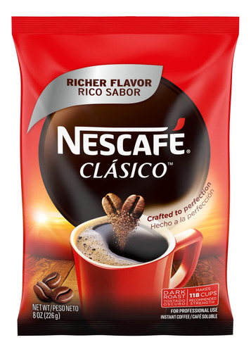 Nescafe® Clasico Cafe Instantaneo Tostado Oscuro, Bolsa De