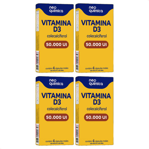 Kit 4 - Vitamina D 50.000ui - Suplemento Alimentar 8 Cáps Cd