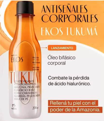 Ekos Aceite Bifásico Corporal Tukuma Natura 200 Ml