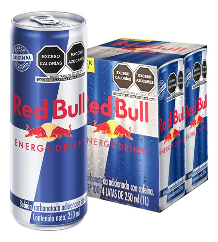 Red Bull Bebida Energética, Energy Drink, 250 Ml, 4 Latas