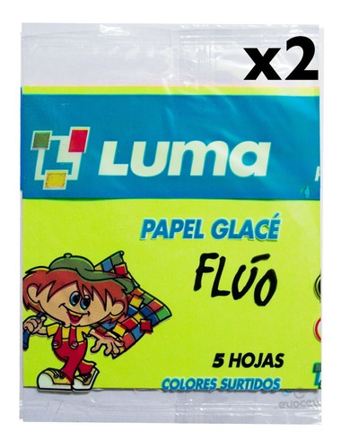 Papel Glace Glase Fluo 10x10cm Luma Sobre X5 Hojas 