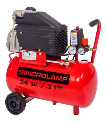 Compresor De Aire Sincrolamp 24 Litros 2hp 116psi 23kg Color Rojo Fase eléctrica Monofásica Frecuencia 50 Hz