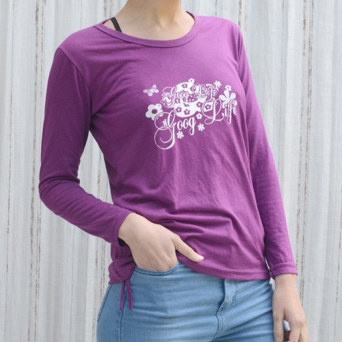 Remera Mujer Manga Larga Algodón Violeta Estampada 01_132