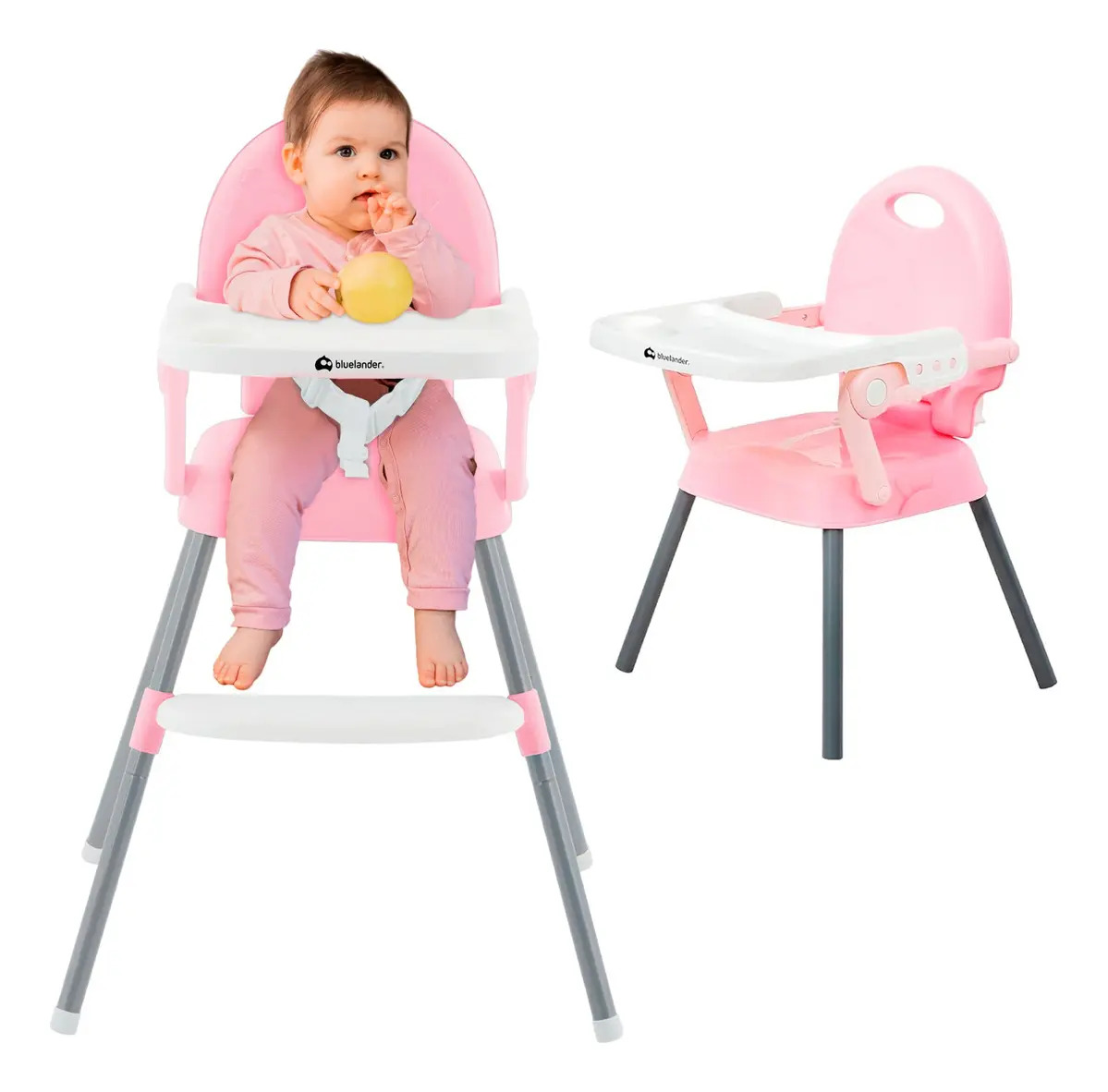 Imagen de Silla Periquera Para Bebe Alta Plegable Portatil 3 En 1 Color Rosa