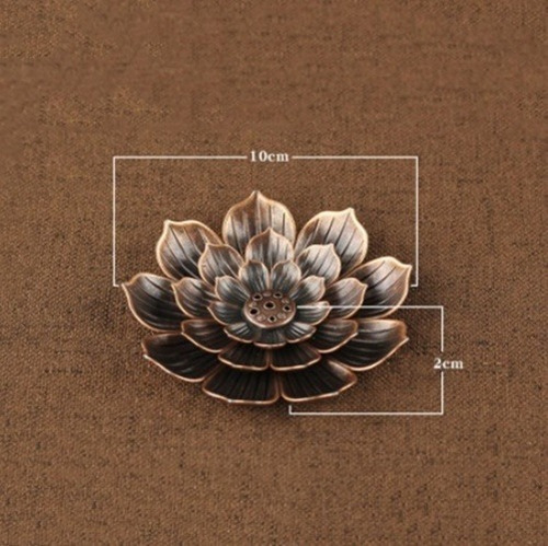 Imagen 5 de 6 de Decoración Porta-incienso Flor De Loto Bronce