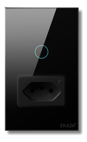 Interruptor wifi inteligente 1 botão touch Com tomada Alexa cor Preto 110v 220v Ekaza D1-W1