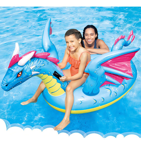 Montable Inflable De Dragón Intex 57563 Para Niños Azul
