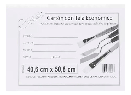 Carton Con Tela Lienzo Rodart #309 40x50cm, 2 Piezas