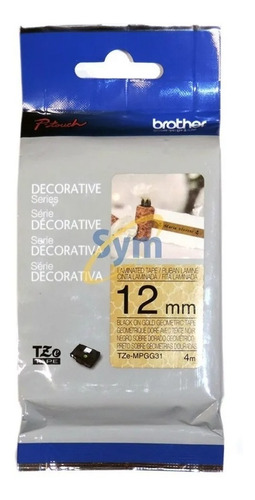 Cinta Laminada Deco Negro / Oro Geom Tzempgg31 12mm Brother
