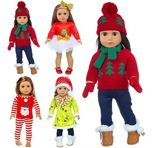 4 Sets De Navidad 18 Pulgadas Doll Clothes Accesorios 31zvw