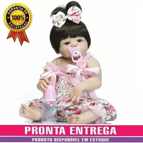 Bebe Reborn Menina 100% Silicone 55 Cm - Produto No Brasil
