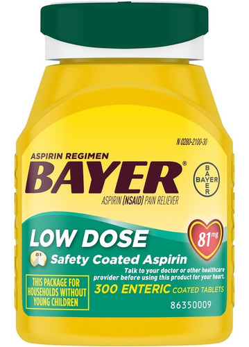 Imagen 1 de 1 de Bayer Aspirina 81 Mg 300 Tabletas