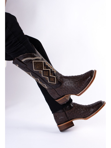 Botas Vaqueras De Piel Genuina Color Café Para Hombre 0380