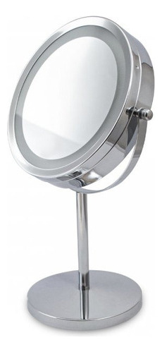 Espejo Con Luz Led Metalico 360° Zoom X5 Giratorio Cosmetico Color Del Marco Gris