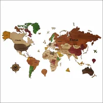 Comprar Mapa Del Mundo Mapamundi 3d En Madera 120 Cm X 70 Cm