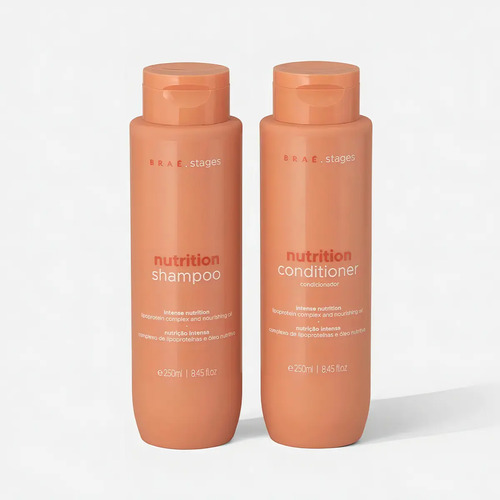 Kit Braé Stages Nutrição: Shampoo e Condicionador para Cabelos Ressecados e sem Vida
