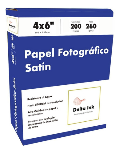 Papel Fotográfico Satin 200 Hojas 4x6 Delta Ink
