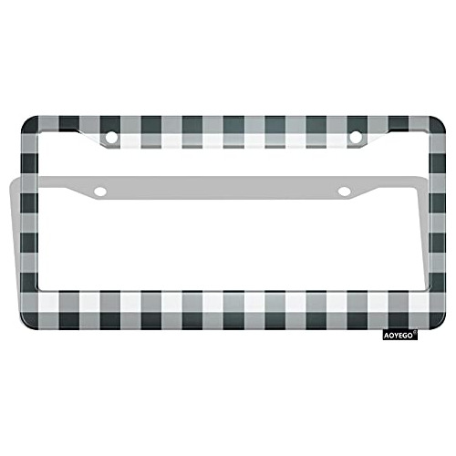 Black White Plaid License Plate Covers Stripes Gingham ...