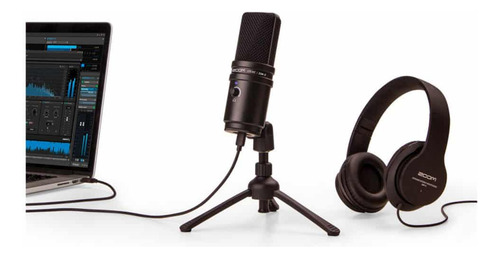 Kit De Microfone Com Fone Usb Zoom Zum-2 Para Podcast