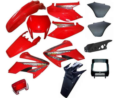 Kit Carenagem Adesivado Xr 250 Tornado Vermelha 2008 13 Peç