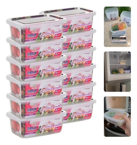 Kit 12 Potes Marmita Reutilizável Congelador Microondas Útil