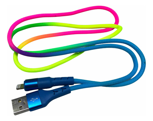 Cable Datos Cargador Para iPhone Multicolor Arcoiris