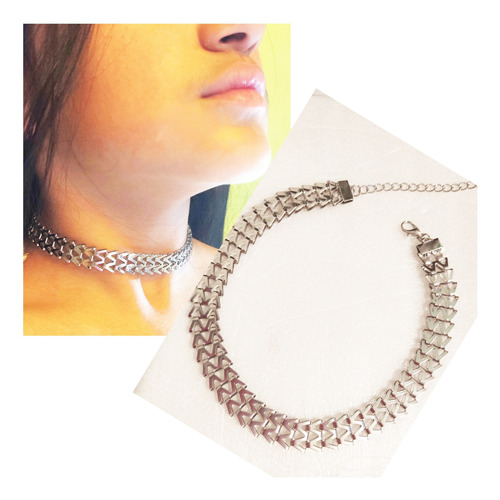 Collar Gargantilla Choker Cadena Metal Articulada Plana 